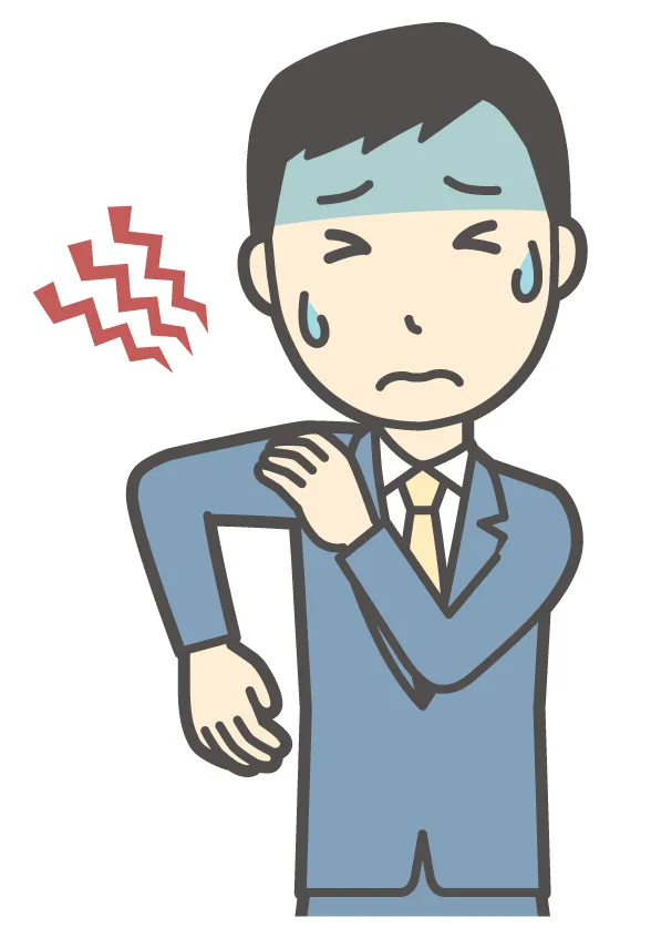 繰り返す肩こりに悩む会社員のイラスト